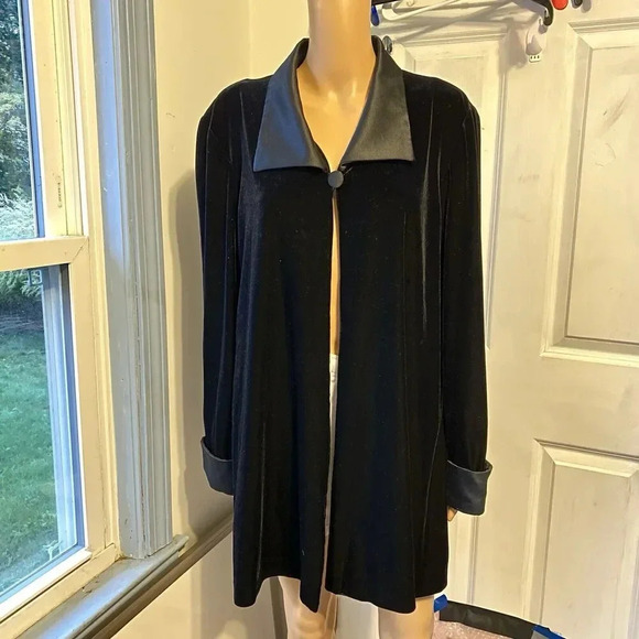 VTG Alex Evenings Lady XL BlackVelvet Cardigan Whimsigoth Witchy Grunge Hallowen - Picture 9 of 9